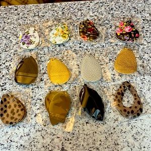 12 pairs- faux leather earrings